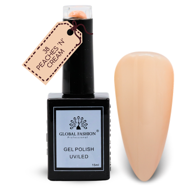 Sunset Sorbet Nail Polish 15ml UV LED | 38-Peaches 'n' Cream 1p Peach Coral Gel Nail Polish Bottle 15ml - UV LED Soak Off Nail Color UAE GCC | طلاء أظافر جل
