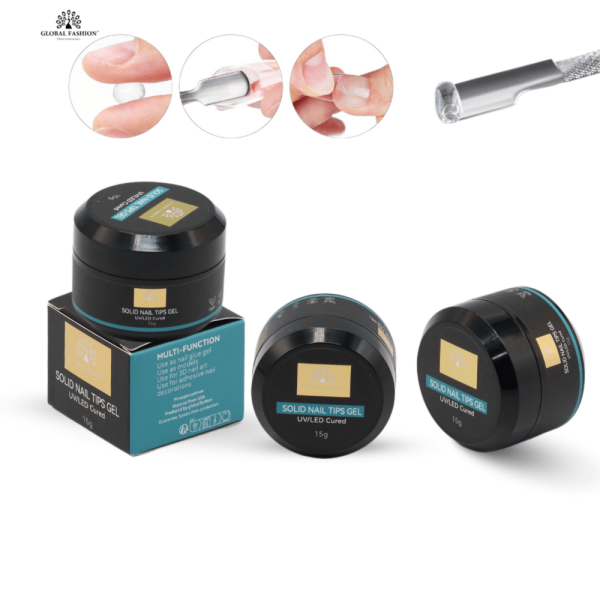 Gel for gel tips in a jar Solid Nail Tips Gel 15 gr. Nail Tips Gel - Professional Solid Gel for Nail Extensions UAE GCC | جل الأظافر