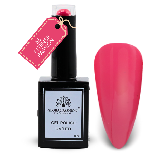 Pretty in Pink Nail Polish 15ml UV LED | 56-Intense Passion 1p Pink Gel Nail Polish Bottle 15ml - UV LED Soak Off Nail Color UAE GCC | طلاء أظافر جل وردي