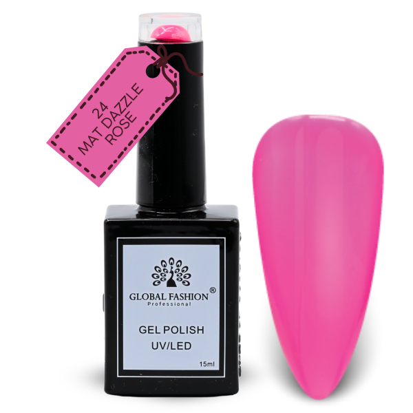 Peach Perfection Nail Polish 15ml UV LED | 24-Mat Dazzle Rose 1p