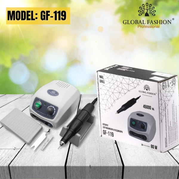GF-119 Nail Drill 45000 RPM 80W Electric | White Professional Nail Drill 45000 RPM 80W Electric File UAE GCC | جهاز أظافر