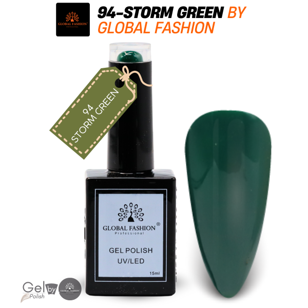 Citrus Splash Nail Polish 15ml UV LED | 94-Storm Green 1p Green Gel Nail Polish Bottle 15ml - UV LED Soak Off Nail Color UAE GCC | طلاء أظافر جل أخضر