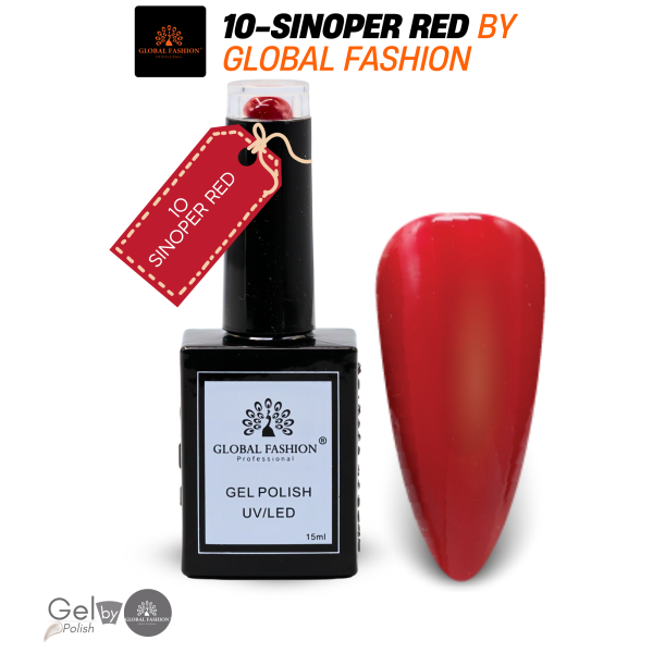 Sinoper Red Gel Nail Polish 15ml UV LED | 10-Sinoper Red 1p Crimson Red Gel Nail Polish Bottle 15ml - UV LED Soak Off Nail Color UAE GCC | طلاء أظافر جل أحمر