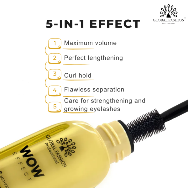 Global Fashion WOW Effect 5D mascara volumizing lengthening deep black ماسكارا تكثيف سوداء