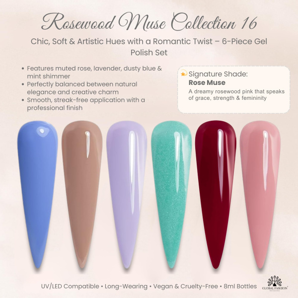 Black Elite Gel Nail Polish Set 6x8ml – UV/LED | Rosewood Muse Gel Nail Polish Set UV LED High Shine | طلاء اظافر جل
Black Elite Gel Nail Polish Set 6x8ml – UV/LED | Rosewood Muse Nail Gel Polish Set Long Lasting | مناكير جل