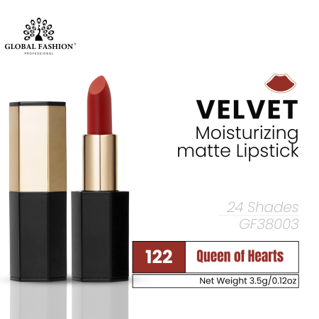 Velvet Moisturizing Matte Lipstick – Smudge-Proof (Shade 122, 3.5g) professional lipstick high pigmentation moisturizing matte finish احمر شفاه احترافي تغطية عالية مرطب