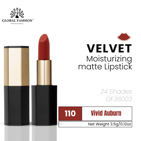 Velvet Moisturizing Matte Lipstick – Smudge-Proof (Shade 110, 3.5g) professional lipstick high pigmentation moisturizing matte finish احمر شفاه احترافي تغطية عالية مرطب