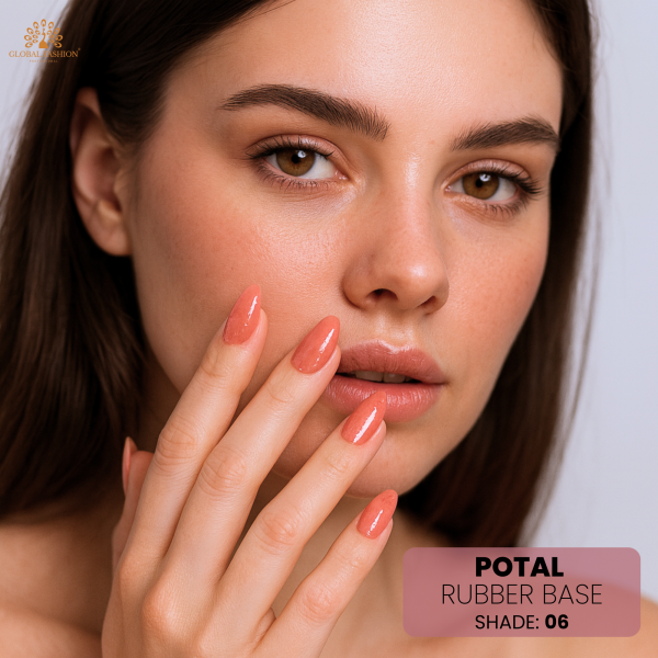 Rubber Base Potal 8ml, Shade 06 – Gold Foil Nail Base Coat
