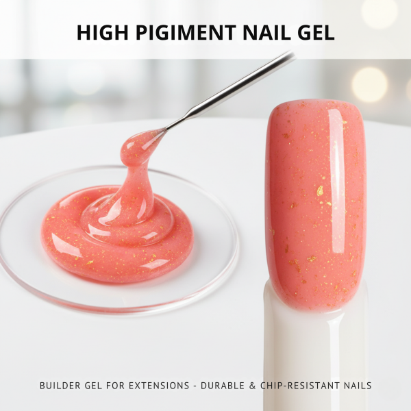 Global Fashion HEMA-Free Builder Flower Gel – Self-Leveling Clear Pink with Real Dried Petals