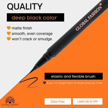 Global Fashion felt tip eyeliner and volumizing mascara close up ماسكارا وايلاينر لقطة مقربة