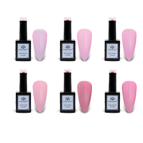 Blush Garden Gel Nail Polish Collection | 49–54 Blush Garden 6p Pink Gel Nail Polish Bottle 15ml - UV LED Soak Off Nail Color UAE GCC | طلاء أظافر جل وردي
