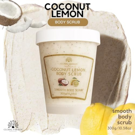 Global Fashion Body Scrub 300g – Collagen Exfoliating | Coconut & Lemon Body Scrub Close View Skin Exfoliator | مقشر الجسم
Global Fashion Body Scrub 300g – Collagen Exfoliating | Coconut & Lemon Natural Skin Scrub Detailed View | سكراب الجسم
