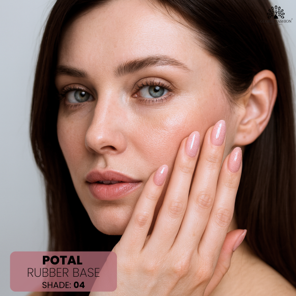 Rubber Base Potal 8ml, Shade 04 – Gold Foil Nail Base Coat
