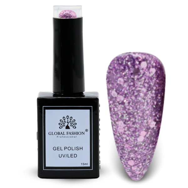 Inky & Indigo Nail Polish 15ml UV LED | 125-American Purple Glitter 1p Indigo Glitter Gel Nail Polish Bottle 15ml - UV LED Soak Off Nail Color UAE GCC | طلاء أظافر جل بنفسجي
