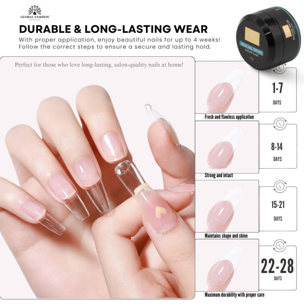 Gel for gel tips in a jar Solid Nail Tips Gel 15 gr. Nail Tips Gel - Professional Solid Gel for Nail Extensions UAE GCC | جل الأظافر