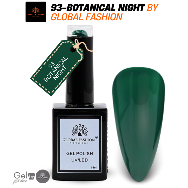 Citrus Splash Nail Polish 15ml UV LED | 93-Botanical Night 1p Green Gel Nail Polish Bottle 15ml - UV LED Soak Off Nail Color UAE GCC | طلاء أظافر جل أخضر