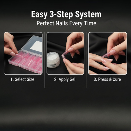 French Nail Tips 150pcs – Clear Gel Extensions Set Nail Tips Close View Extension Kit | اطراف اظافر
French Nail Tips 150pcs – Clear Gel Extensions Set Dual Nail Forms Detailed View | اظافر صناعية