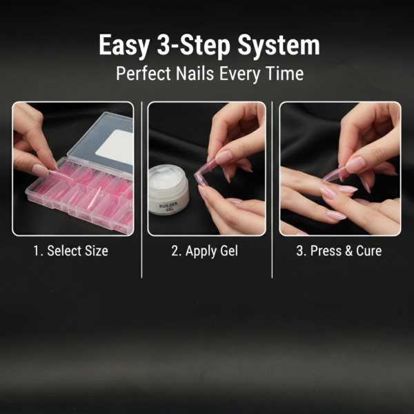 French Nail Tips 150pcs – Clear Gel Extensions Set Nail Extension Tips Gel Forms Kit | اطراف اظافر
French Nail Tips 150pcs – Clear Gel Extensions Set Dual Nail Forms Reusable Extensions | اظافر صناعية