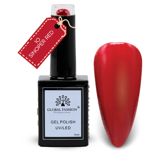 Sinoper Red Gel Nail Polish 15ml UV LED | 10-Sinoper Red 1p Crimson Red Gel Nail Polish Bottle 15ml - UV LED Soak Off Nail Color UAE GCC | طلاء أظافر جل أحمر