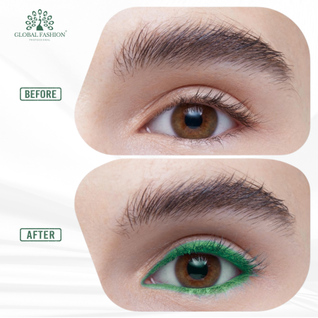 Colored gel eyeliner close up ultra fine tip no tug glide ايلاينر ملون لقطة مقربة