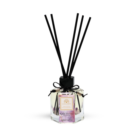 Amethyst Essence Reed Diffuser 100ml Aromatherapy Reed Diffuser Close Up - Luxury Aromatherapy Home Decor Fragrance | معطر منزلي صورة مقربة