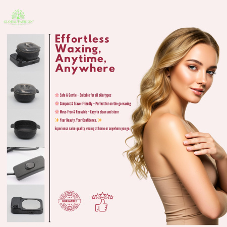 Electric Wax Warmer for Hair Removal Fast Heating | Black Wax Heater Close Up - Hair Removal Machine Detail UAE GCC | جهاز شمع صورة مقربة