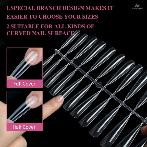 Global Fashion Gel Tips 01 Set 4in1 – 192pcs 12 Sizes Long Lasting Nail Extensions
