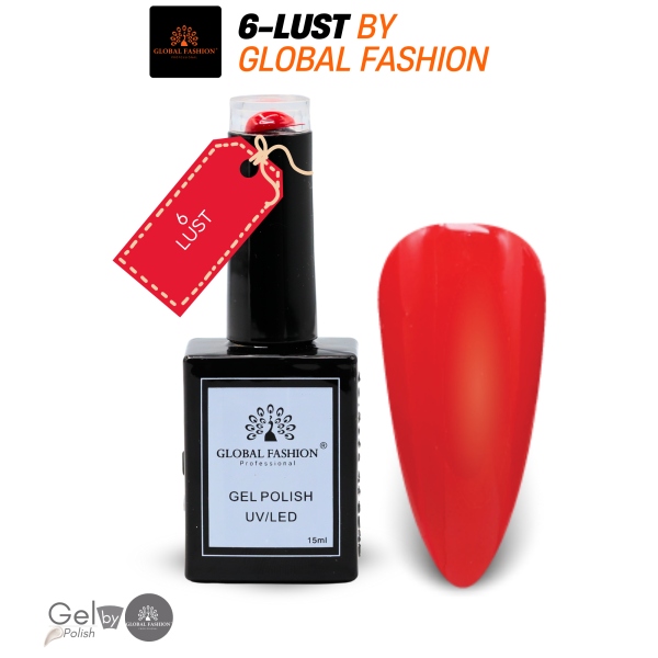 Red Rendezvous Nail Polish 15ml UV LED | 6-Lust 1p Red Gel Nail Polish Bottle 15ml - UV LED Soak Off Nail Color UAE GCC | طلاء أظافر جل أحمر