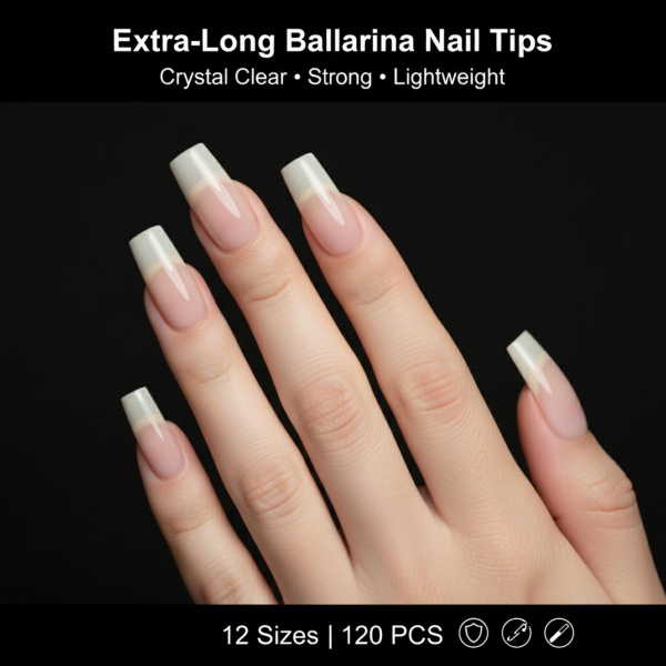 Full Cover Gel Tips 120pcs – Clear Nail Extensions | Ballerina Nail Extension Tips Gel Forms Kit | اطراف اظافر
Full Cover Gel Tips 120pcs – Clear Nail Extensions | Ballerina Dual Nail Forms Reusable Extensions | اظافر صناعية