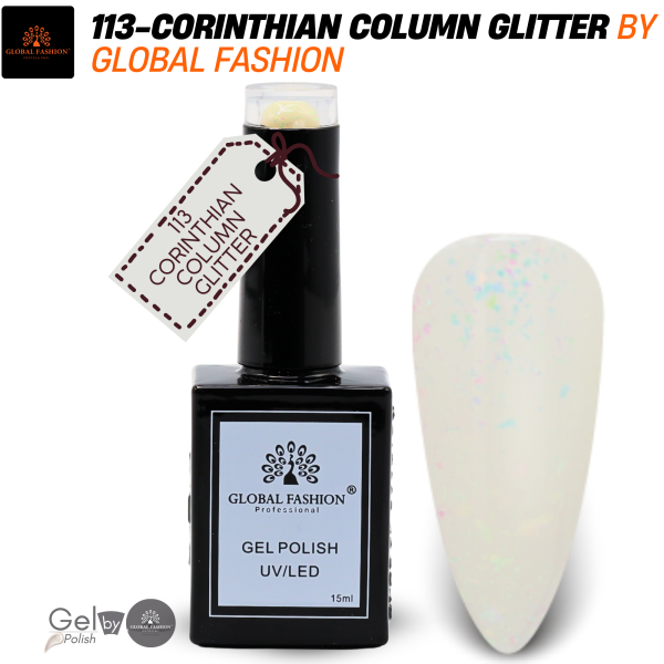 Tropical Teals Nail Polish 15ml UV LED | 113-Corinthian Column Glitter 1p Teal Gel Nail Polish Bottle 15ml - UV LED Soak Off Nail Color UAE GCC | طلاء أظافر جل