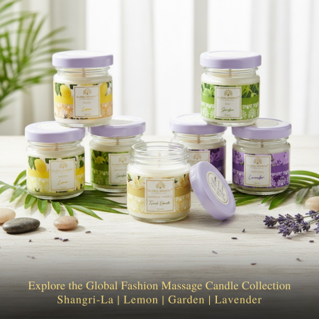 Global Fashion Massage Candle – 30 ml Aromatherapy Spa Candle in 21 Scents