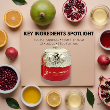 Vitamin E skincare set close up youthful glow finish مجموعة عناية بالبشرة لقطة مقربة
