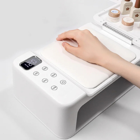 63W UV/LED Nail Lamp with Hand Pillow – Auto Sensor, Sun Z22 | White uv led nail lamp 63w with cushion hand rest manicure tool جهاز اظافر احترافي