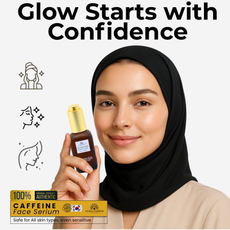 Caffeine Face Serum 50ml – Brightening & Hydrating Serum Close Up - Hydrating Anti Aging Facial Treatment | سيروم للوجه صورة مقربة