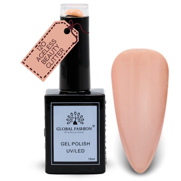 Brilliant Blues Nail Polish 15ml UV LED | 120-Ageless Beauty Glitter 1p Blue Glitter Gel Nail Polish Bottle 15ml - UV LED Soak Off Nail Color UAE GCC | طلاء أظافر جل أزرق