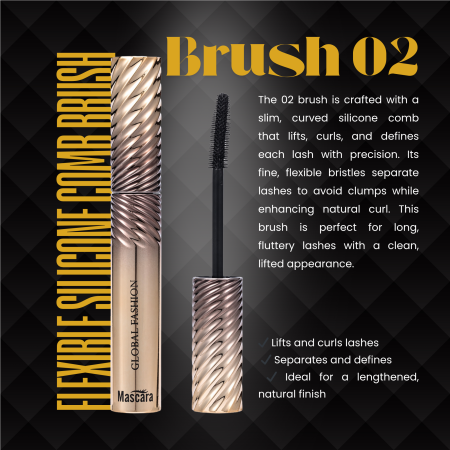Global Fashion mascara close up thick bristle and silicone brush ماسكارا فرشاة مزدوجة