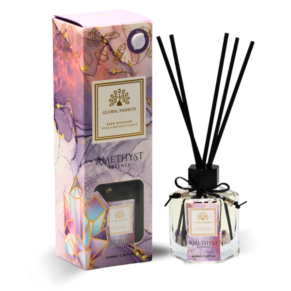 Amethyst Essence Reed Diffuser 100ml Aromatherapy Reed Diffuser Bottle 100ml - Luxury Aromatherapy Home Fragrance UAE GCC | معطر غرف فاخر